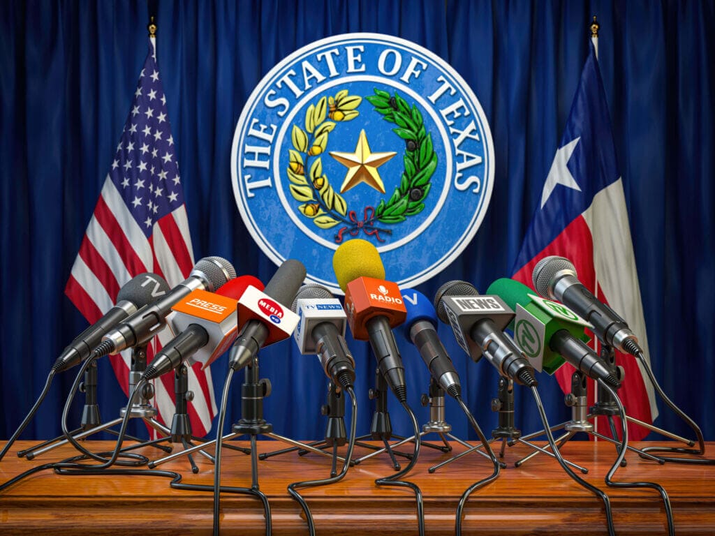 Conferencia de prensa en Texas junto con otros estados